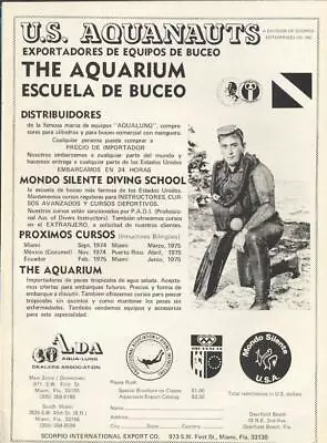 1974 Aqua-Lung U.S. Aquanauts PRINT AD Scuba Divers Dealer Association • $14.99