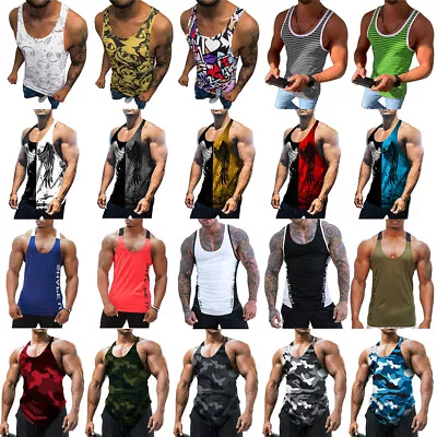£10.79 • Buy Mens Vest Summer Gym Bodybuilding Stringer Gym Training Vest Tank Top Tee S-5XL