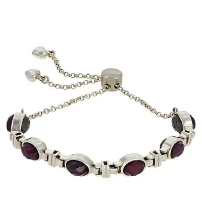 HSN Jay King Silver Thulite &Labradorite Reversible Adjustable Bracelet 9  • $50