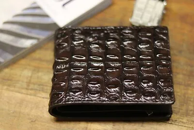 Brown Genuine Real Crocodile Alligator Back Skin Leather Men's Bifold Wallet New • $25