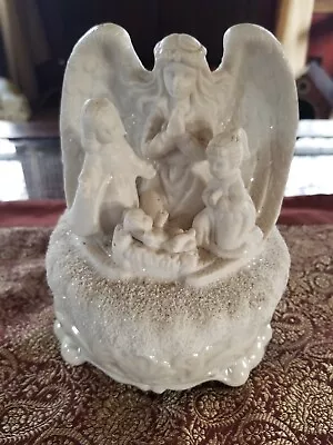 Vintage Angel With Manger Children Rotating Music Box Plays  Silent Night  • $15