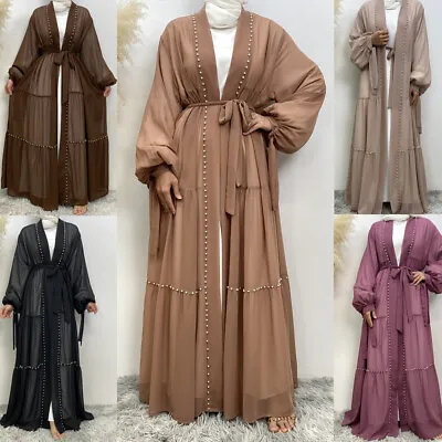 Muslim Open Kaftan Dubai Women Long Chiffon Cardigan Kimono Dress Abaya Caftan • $37