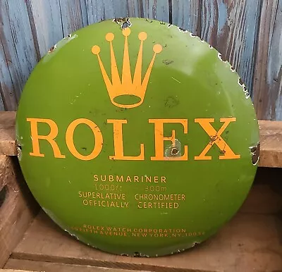 Vintage Rolex Watches Submariner Porcelain Enamel Metal Advertising Sign • $76