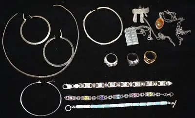 Vintage Sterling Silver Jewelry Lot - Rings - Bracelets - Medals  Estate Pcs • $119