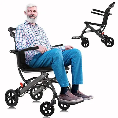Ultralight Transport Wheelchair - Folding Stand Up Wheelchair With Handbrake • $137.99