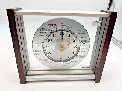 Vintage Verichron Quartz World  Clock W/Red Airplane Second Hand - Japan • $10