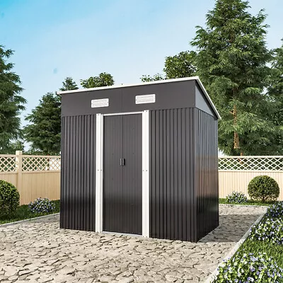 6x4ft Metal Garden Waterproof Shed Lockable Door Bike Tools Storage + Floor Base • £185.95