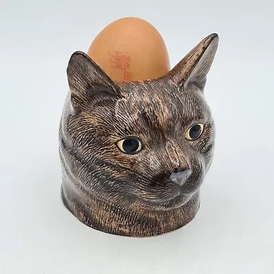 Quail Ceramics Cat Face Egg Cup 270g Pet Cat Themed Egg Holder Quail Brown Color • £11.99