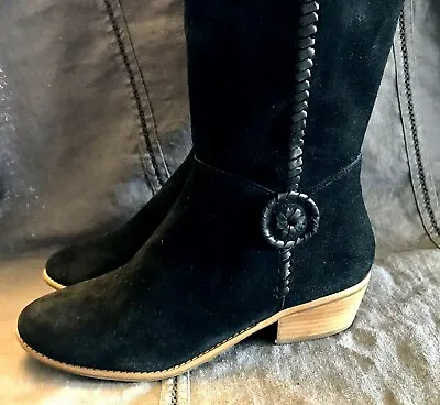 $79.99 • Buy JACK ROGERS Sawyer Tall Black Suede Full Zip Boots Women's Heeled 7.5M  NEW!!