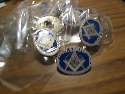 WHOLESALE LOT 12 FREEMASON MASON MASONIC PINS SILVER Oval LAPEL PINBACK TIE TACK • $21.99