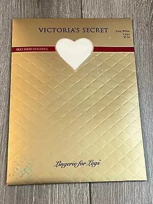 Vtg VICTORIA'S SECRET Pantyhose Large Pure White Silky Sheer Stockings • $12.99