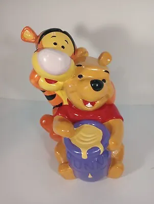 Disney's Winnie The Pooh 10  Ceramic Cookie Jar Tigger & Pooh Bear W/ Honey Pot • $50