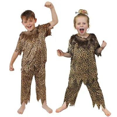 £11.99 • Buy Childs Caveman Costume Cave Girl Boy Film Book Fancy Dress Unisex Animal Print