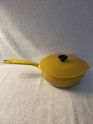 Le Creuset #21 Sauce Pan Saucier Cast Iron Pot Lid France Yellow 2.25 Qt Lid • $90