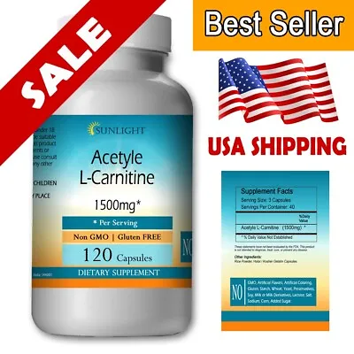 Acetyl L-Carnitine 1500 Mg Serving 120 Capsules Best Quality And Price USA SHIP • $15.09