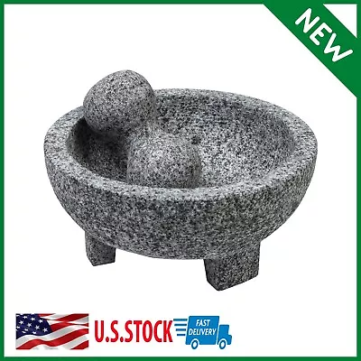 Vintage Granite Stone Mortar And Pestle Molcajete Mexican Salsa Bowl 6 Inch • $24.99