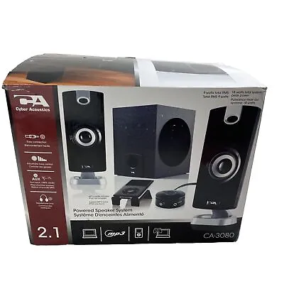 Cyber Acoustics CA-3080 Powered Speaker System 18 Watt Peak Power • $33.99