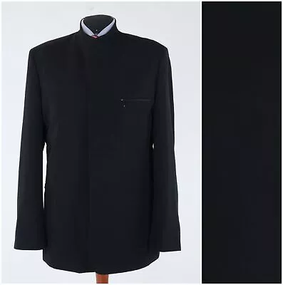 Mens Mao Collar Blazer 44L UK Size URBAN KIABI Black Sport Coat Jacket • $89.99