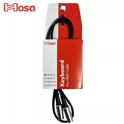 Hosa MID-503 3FT Pro MIDI Serviceable 5-Pin DIN To Same Cable Black • $11.95