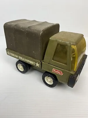 Vintage Buddy L Metal Army Truck Troop Transport 1970 Tin Toy Truck • $45.90