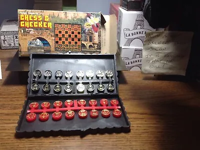 Nib! Pocket Magnetic Chess And Checker Set!new In Box! Vintage! Hong Kong Unused • $8.49