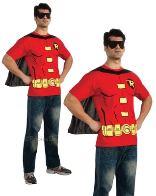 £17.99 • Buy Mens Robin T-Shirt Costume Superhero Fancy Dress Outfit Adults Licensed