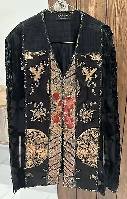Antique Chinese Qing Dynasty Silk+Velvet Hand Embroidery Robe Jacket Length 75 • $125