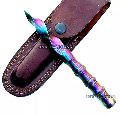 Handmade Damascus Tri Edge Dagger Kris Dagger Spiral Knife  With Sheath Vk3743 • $44.99