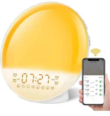 HeimVision Sunrise Alarm Clock 20 Brightness 7 Color Changing Alexa New In Box • $21