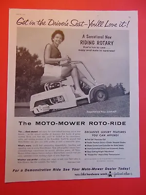 1958 MOTO-MOWER ROTO-RIDE Riding Lawn Mower Photo Art Print Ad • $6