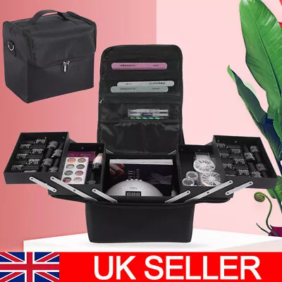 Large Beauty Make Up Nail Tech Cosmetic Box Artist Vanity Case Storage Bag Salon • £16.59