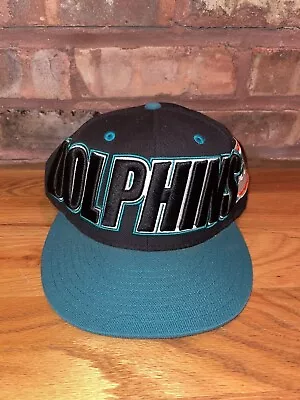 Mitchell & Ness Miami Dolphins Big Logo Snapback Hat Black Size 7 3/4 • $29.99