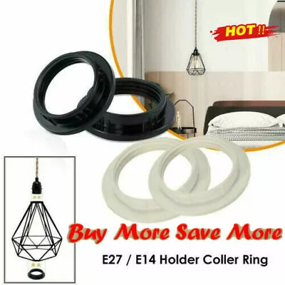 2 X Black Or White Light Shade Collar Adaptor / Holder Lamp E14 Bulb M3U8 • £2.42