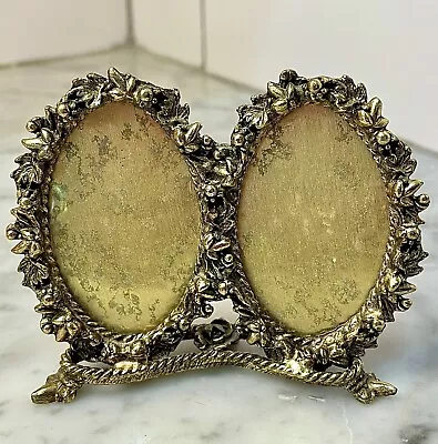 Vtg Double Small Gold Gilded Portrait Picture Frame • $30.99