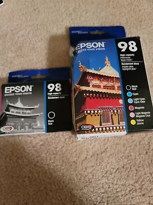 Epson 98 Lot Claria Ink Cartridges 6 Pack And Black High Capacity Inks • $89.89