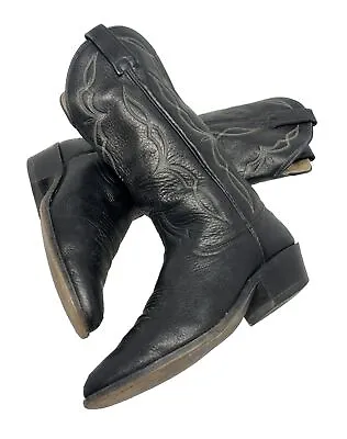 Dan Post Cowboy Boots Leather Mens 8 D Western Motorcycle Black Rocker • $50