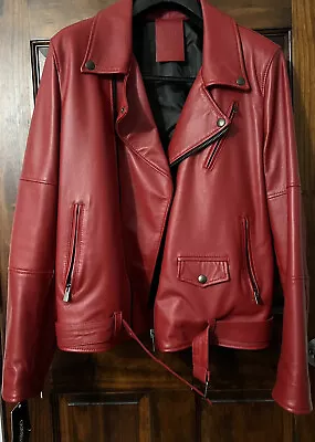 Mens Red Belted Perfecto Jacket (New With Tag) • $199.99