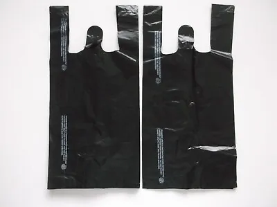 25 Ct PLASTIC SHOPPING BAGS  T SHIRT TYPE GROCERY BLACK SMALL SIZE BAGS. • $4.39