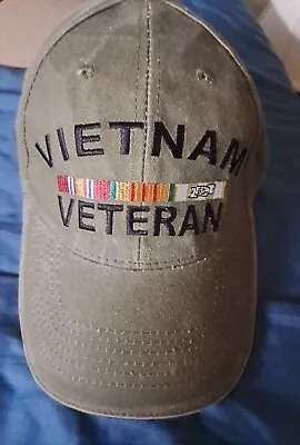 U.s Military Vietnam Veteran Hat Ball Cap Stone Washed Od Green • $12.50
