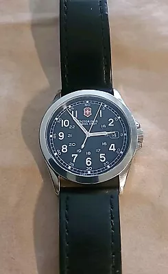 Victorinox Swiss Army Men's Date Quartz Black Dial 24653 Watch Stainless Steel • $125