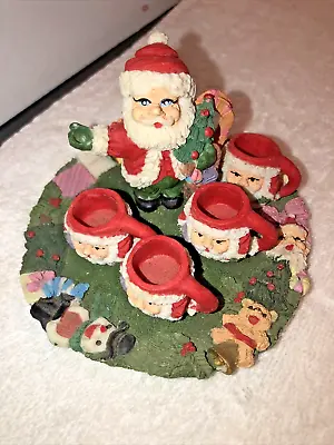 Miniature Resin Santa Clause Tea Set Christmas Tea Pot Teacup 6 Pieces • $16.99