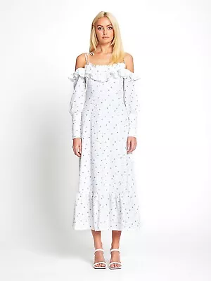 Bnwt Alice Mccall Porcelain Limonata Midi Dress - Size 12 Au/8 Us (rrp $395) • $104