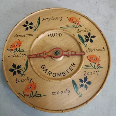 Vintage Wood Mood Barometer 7” Diameter Japan 50s 60s • $19.99