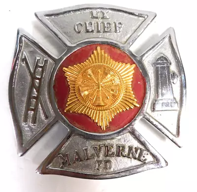 Malverne Fire Department Ex-chief Car Emblem 6  X 6  Malverne Ny Beautiful Cond • $299.99