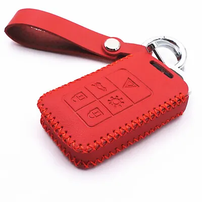 Red Leather For Volvo S60 S80 V60 V70 XC60 XC70 V40 5 Buttons Key Fob Cover • $13.99