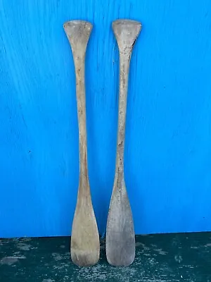 Old Vintage 2 Paddles Wooden Paddle Oars  38  Long With  GREAT PATINA • $79.91