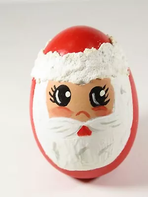 Vintage Christmas Hand Painted Decoupage Wooden Santa Egg Figure 3.25 H C5618 • $5.42