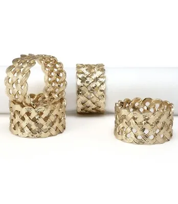 L'Objet Gold Braid Napkin Rings Holders Set Of 4 Rings NEW IN BOX $190 • $99.99