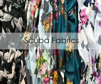 Floral Scuba Crepe Jersey Material Elastane Stretch Dress Craft Fabric 58  Meter • £8.79