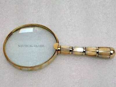 Brass Magnifying Glass 3  Lens Vintage Mother Of Pearl Handle Reading Book Gift • $53.68